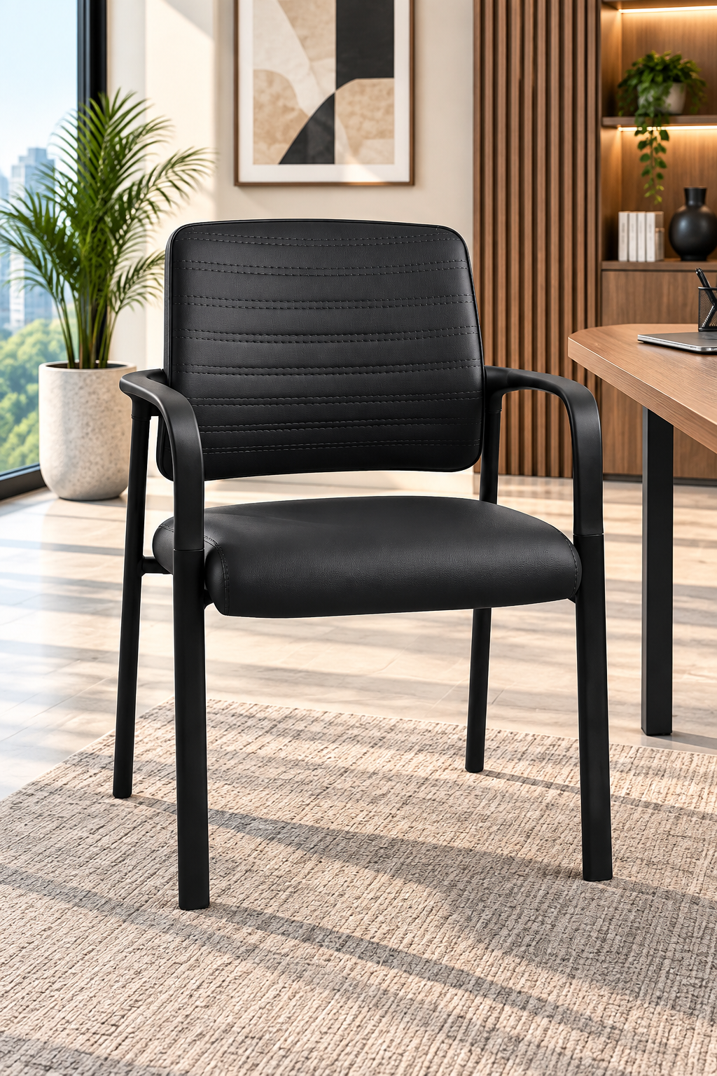 Modern Padded Guest Chair with Armrests