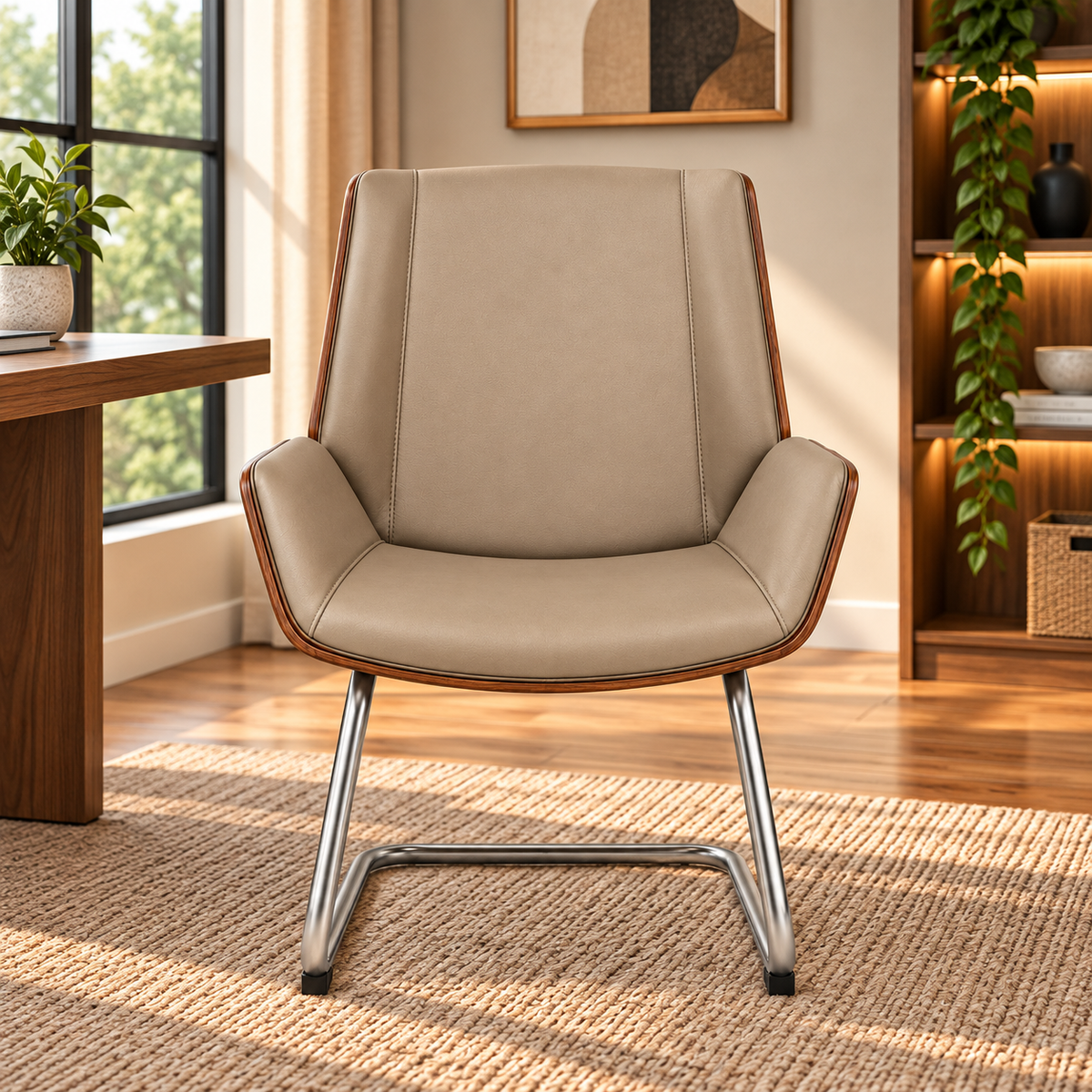 Modern Executive Guest Chair with Curved Arms