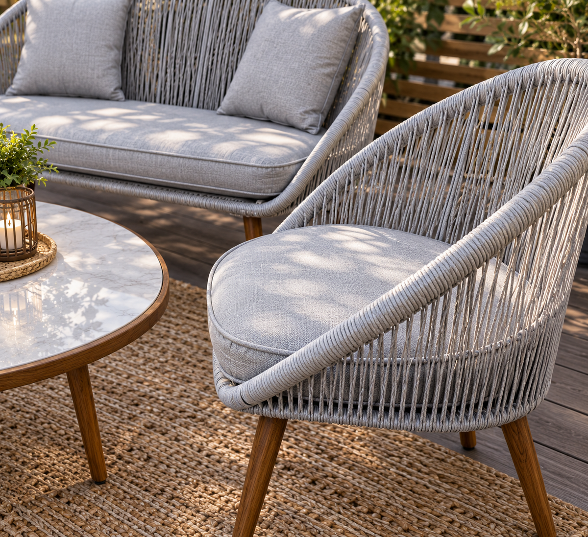 Modern Outdoor Woven Patio Sofa & Armchair Lounge Set