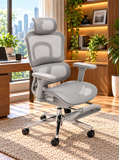 Modern Ergonomic Mesh Office Chair with Footrest