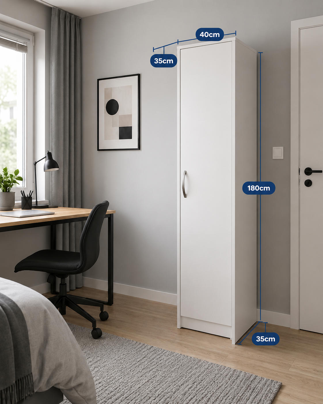 Tall Storage Cabinet with Adjustable Shelves – Freestanding Pantry & Utility Organizer, White