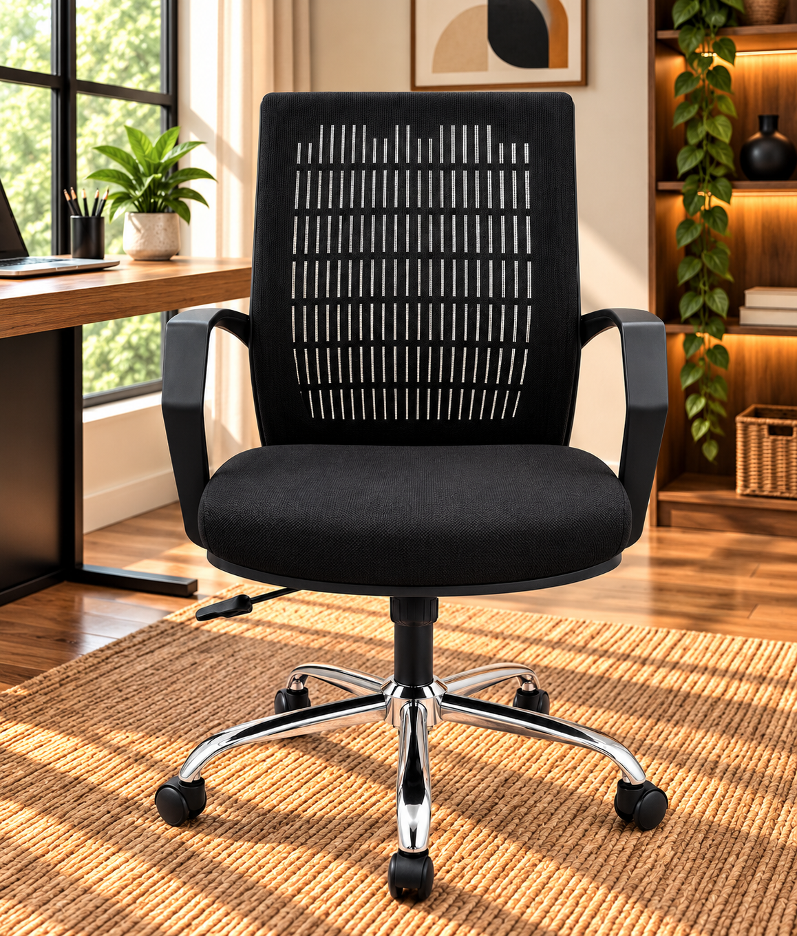 Professional Black Mesh Task Chair with Adjustable Height
