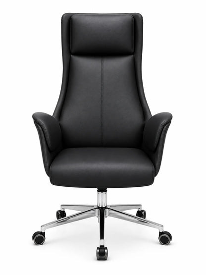 Contemporary High-Back Work Chair with Padded Headrest & Armrests