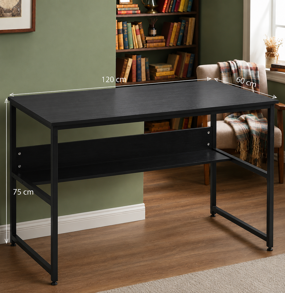 Modern Black Computer Desk with Storage
