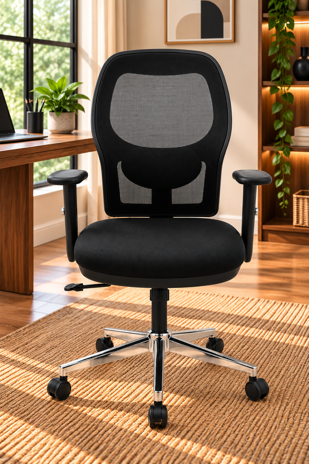 Sleek Black Mesh Work Chair with Chrome Base