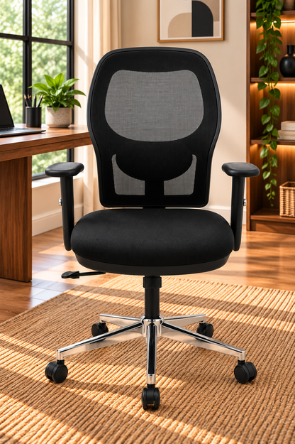 Sleek Black Mesh Work Chair with Chrome Base