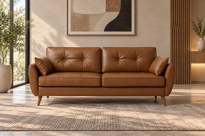 Modern 2-Seater Sofa with Button-Tufted Cushions & Side Pillows