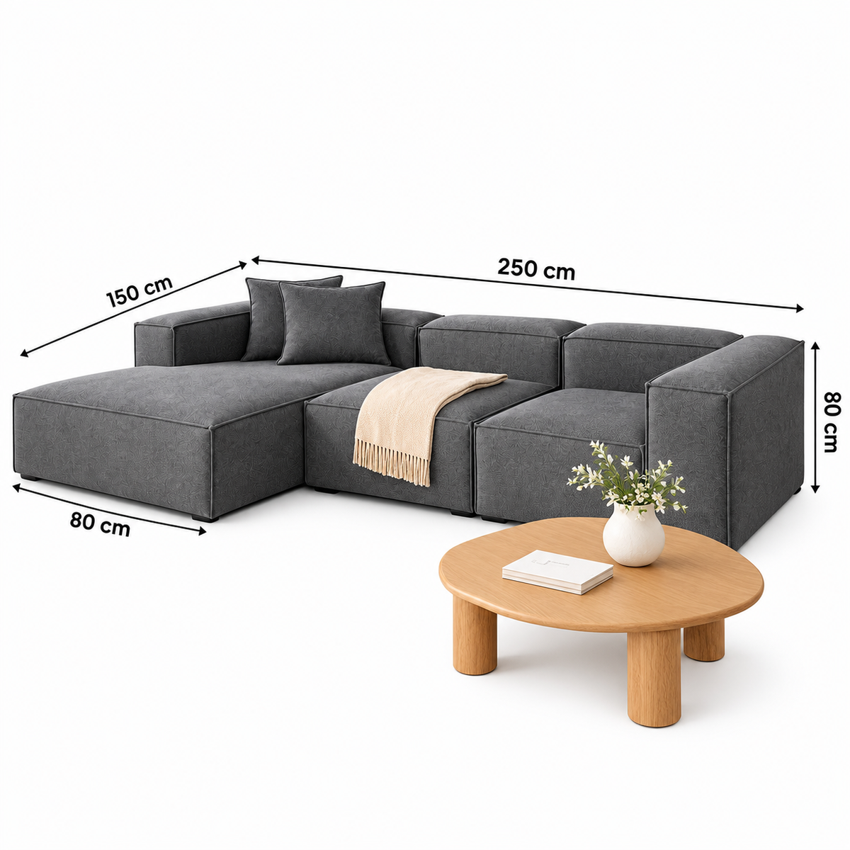 Modern Gray L-Shaped Sectional Sofa with Chaise