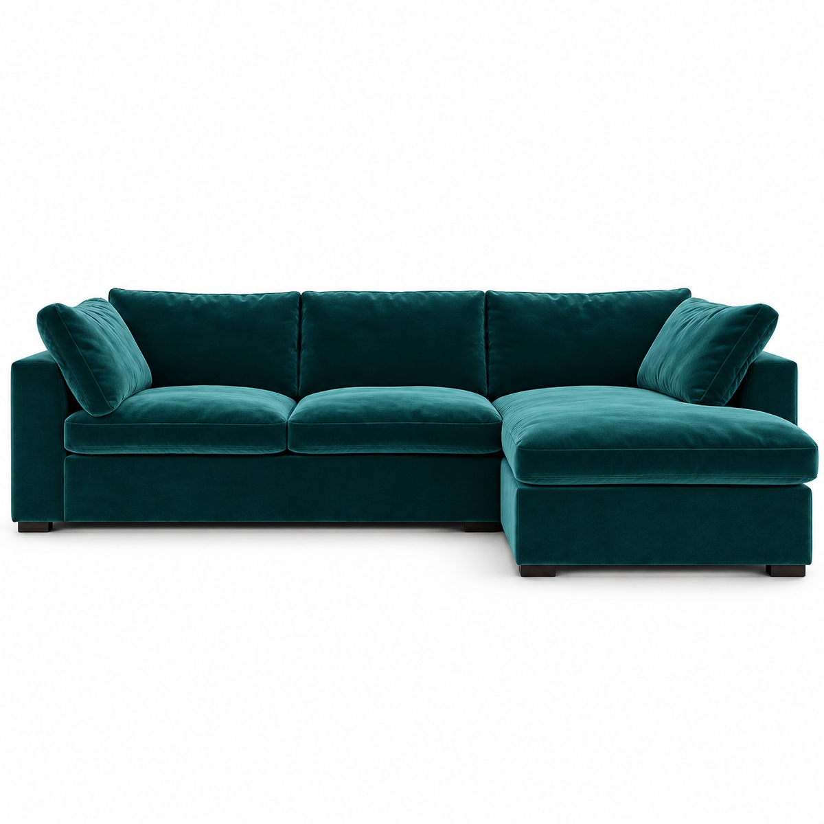 Modern Teal L-Shaped Sectional Sofa with Chaise