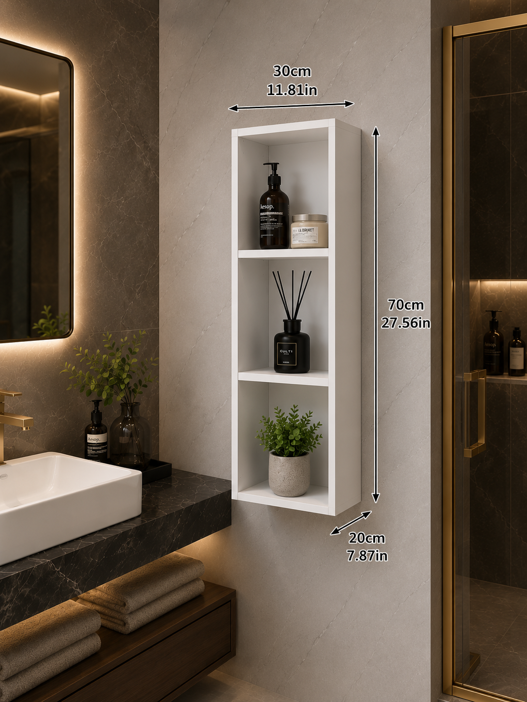 Bathroom wall Storage Unit, White