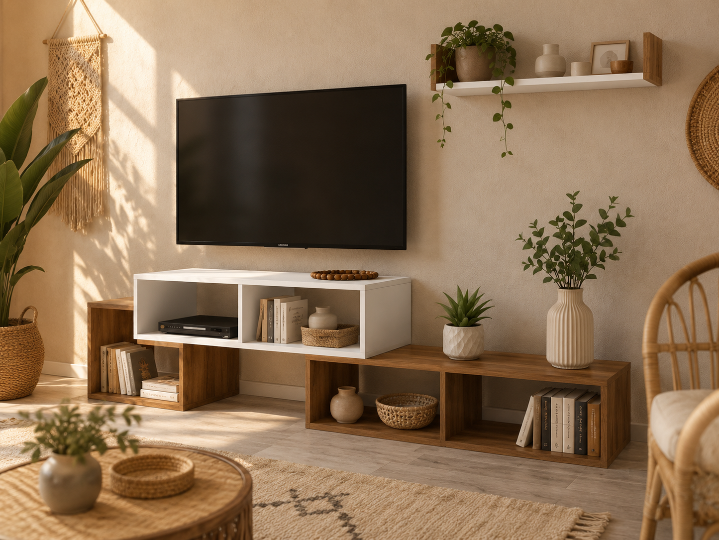 TV Unit - (Brown and White)