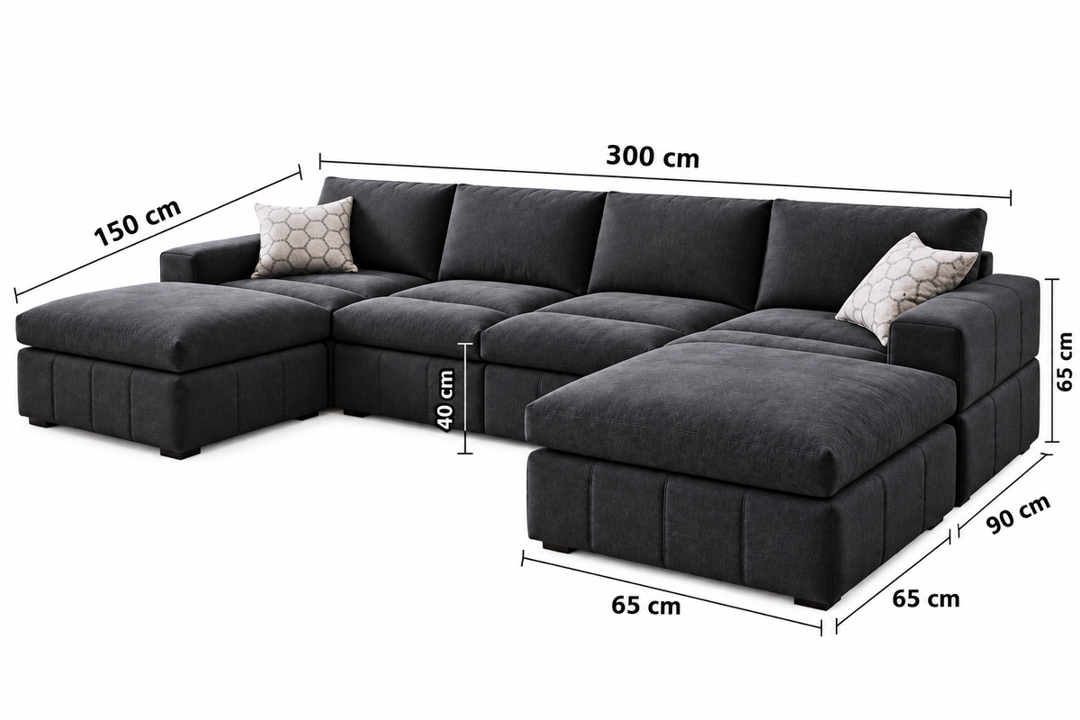 Modern U-Shaped Sectional Sofa with Dual Chaise
