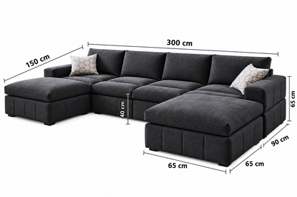 Modern U-Shaped Sectional Sofa with Dual Chaise