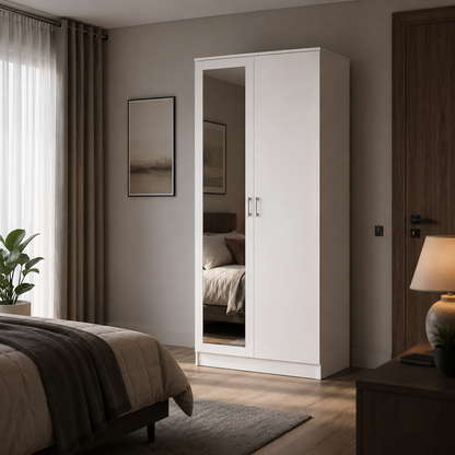 Modern 2-Door Wardrobe with Full-Length Mirror