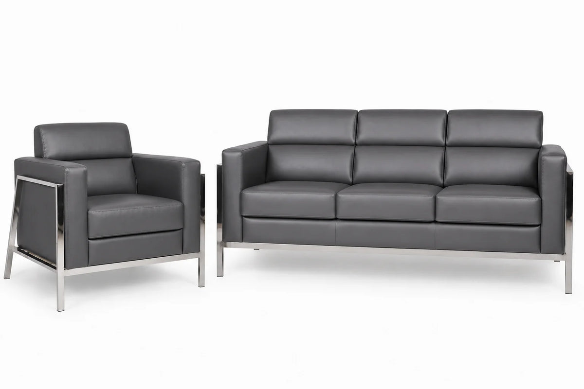 Contemporary Padded Sofa and Lounge Chair Set
