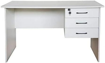 MAHMAYI OFFICE FURNITURE Solama MP1-1260 Desk with Fixed Lockable Drawers (White)