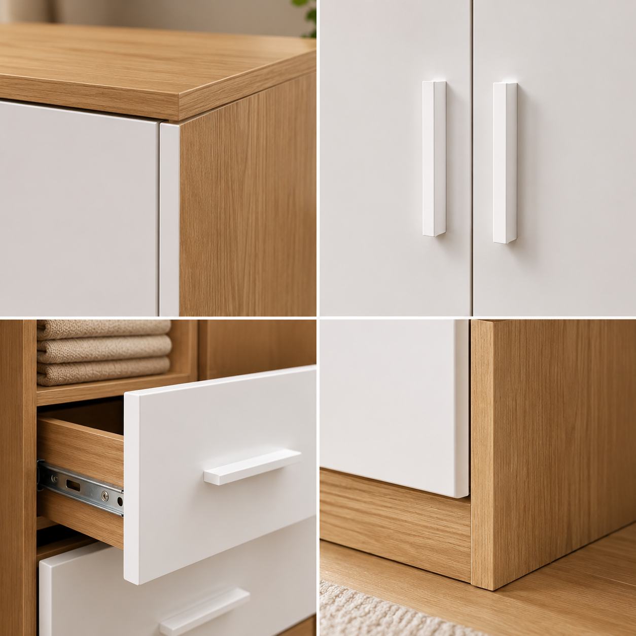 Drawer Wardrobe with Shelf and Hanging Rail Wooden Clothes Storage