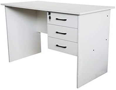 MAHMAYI OFFICE FURNITURE Solama MP1-1260 Desk with Fixed Lockable Drawers (White)