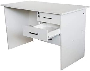 MAHMAYI OFFICE FURNITURE Solama MP1-1260 Desk with Fixed Lockable Drawers (White)