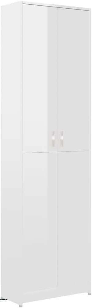 FurniFlex Hallway High Gloss Living Room Storage Wardrobe, White