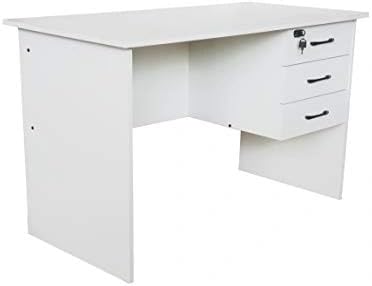 MAHMAYI OFFICE FURNITURE Solama MP1-1260 Desk with Fixed Lockable Drawers (White)