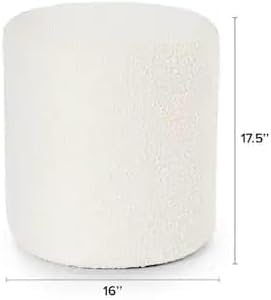 Generic Glam Panda Fabric Ottoman, Off-White, 45cm (H) x 43cm (W) x 45cm (D), 15kg