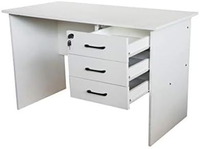 MAHMAYI OFFICE FURNITURE Solama MP1-1260 Desk with Fixed Lockable Drawers (White)