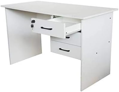 MAHMAYI OFFICE FURNITURE Solama MP1-1260 Desk with Fixed Lockable Drawers (White)
