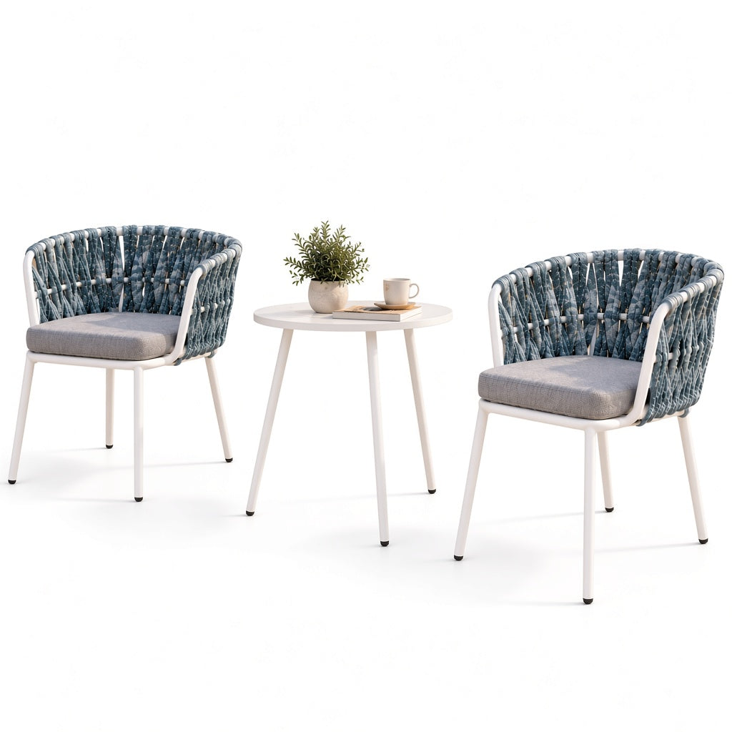 Modern Outdoor Woven Armchair with Cushioned Seat