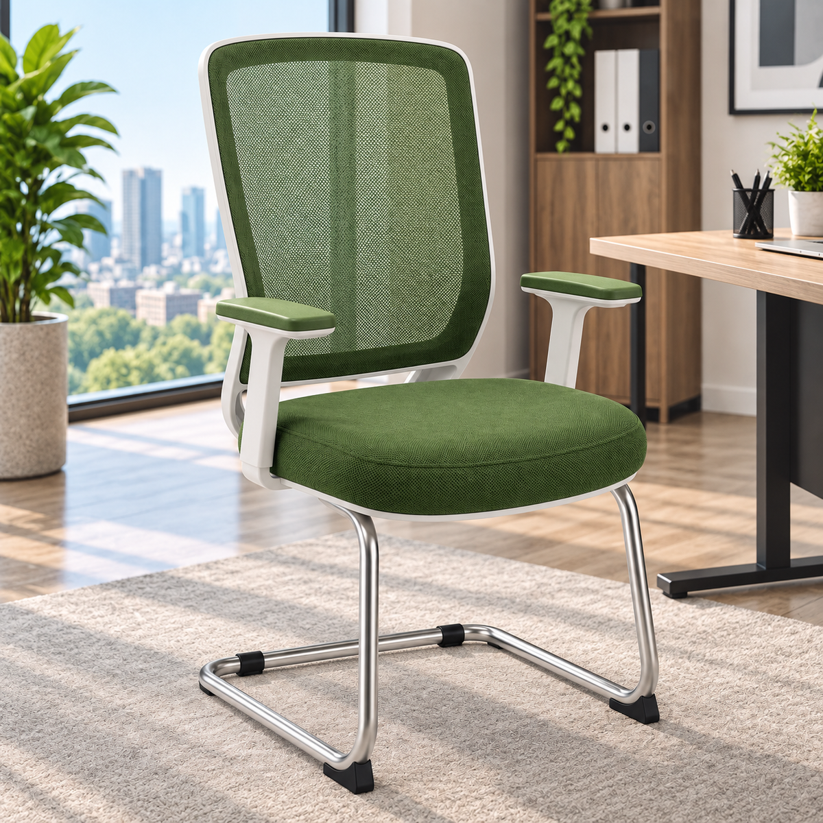 Modern Mesh Visitor Chair with Padded Seat