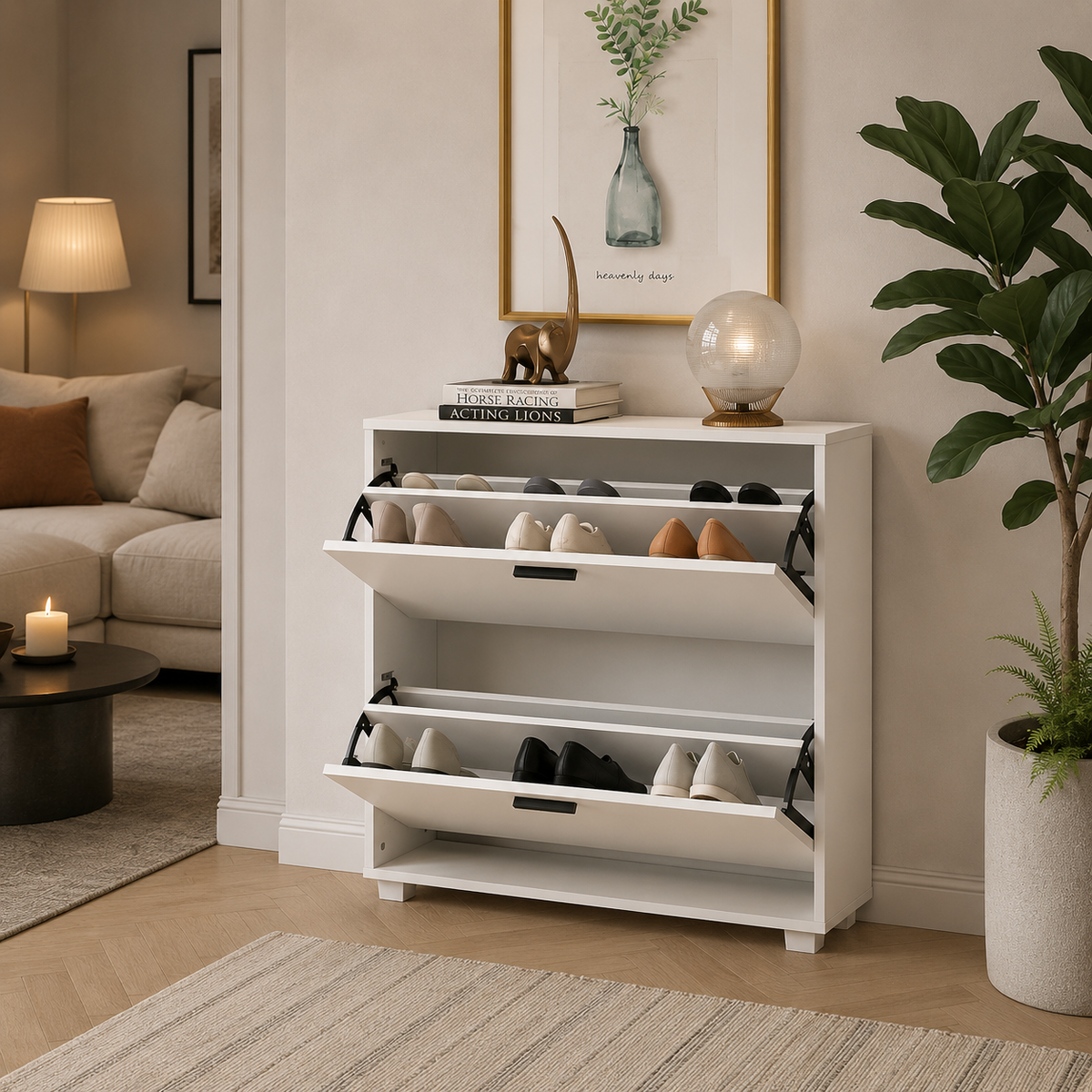 Modern White Shoe Storage Cabinet