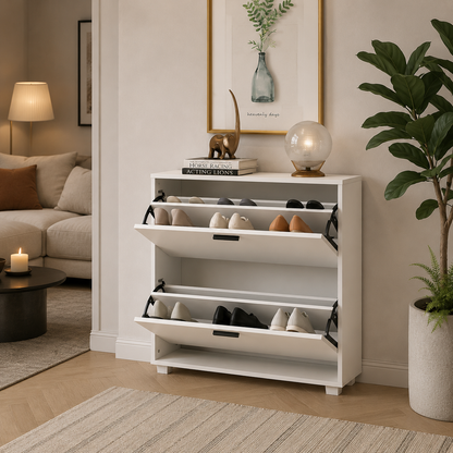 Modern White Shoe Storage Cabinet