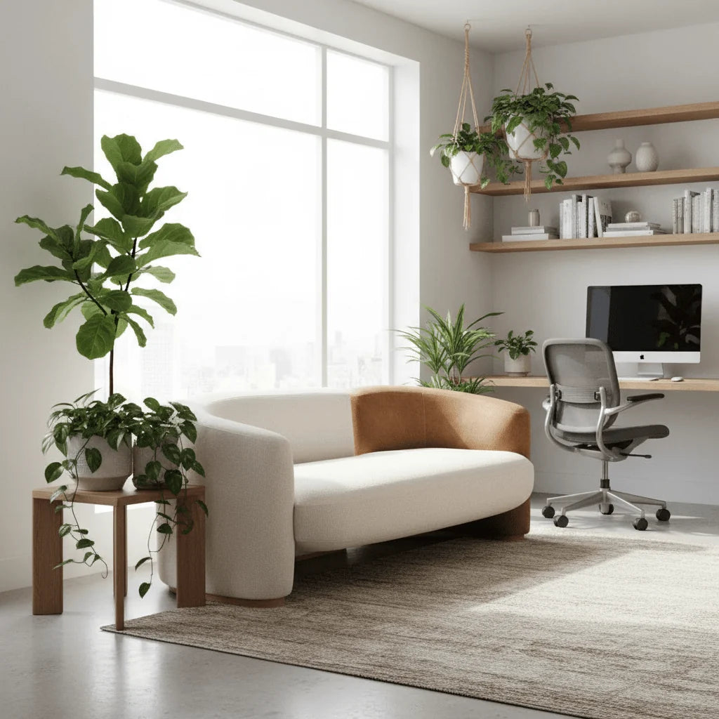 Modern Curved Upholstered 3-Seater Sofa