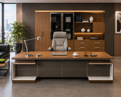 Modern Executive Office Desk with Storage