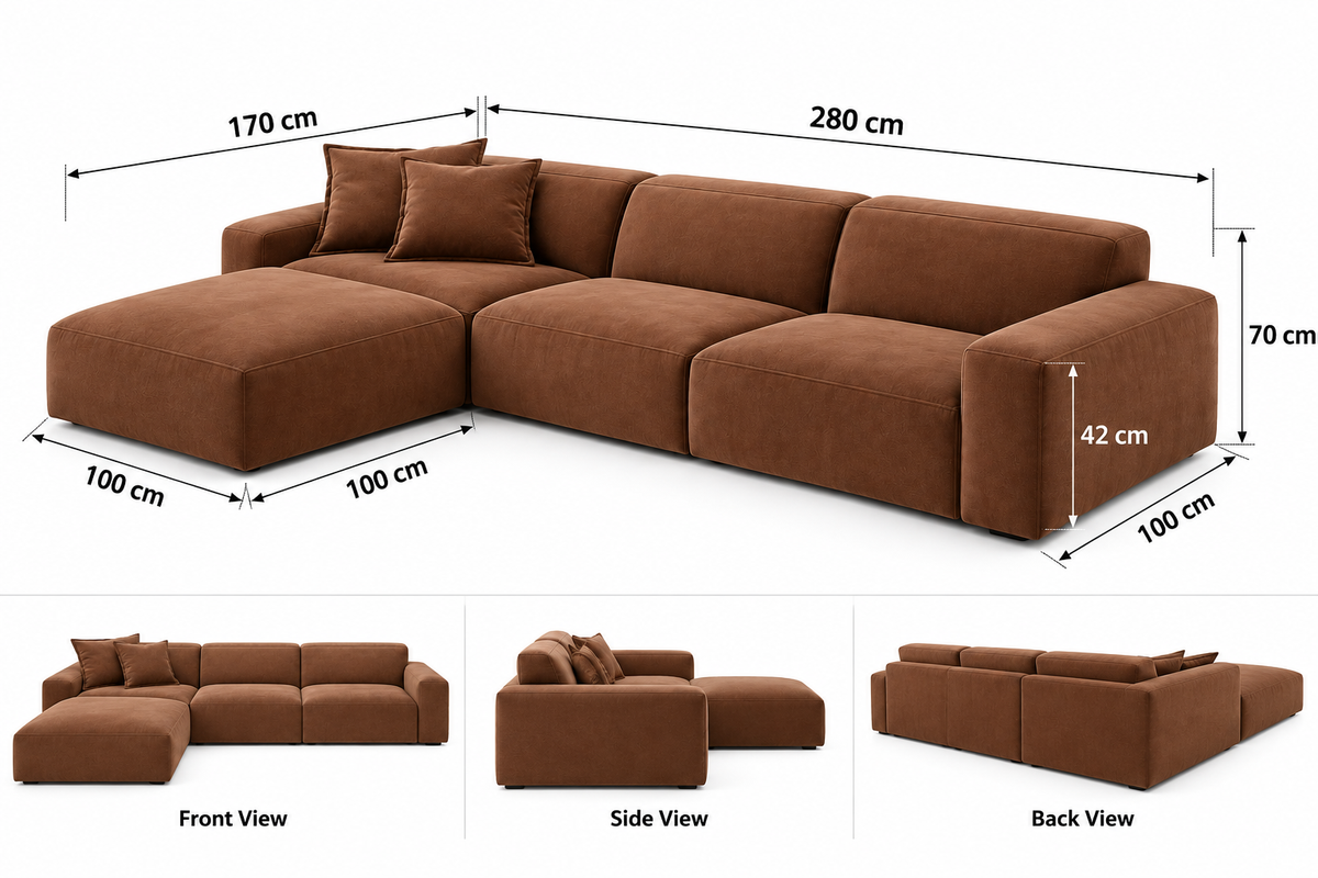 Modern Modular L-Shaped Sectional Sofa with Chaise