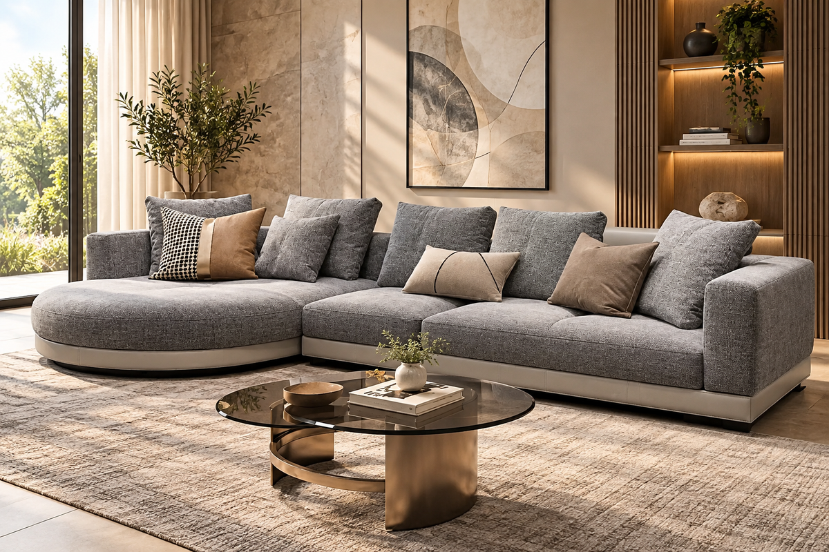 Modern Gray L-Shaped Sectional Sofa