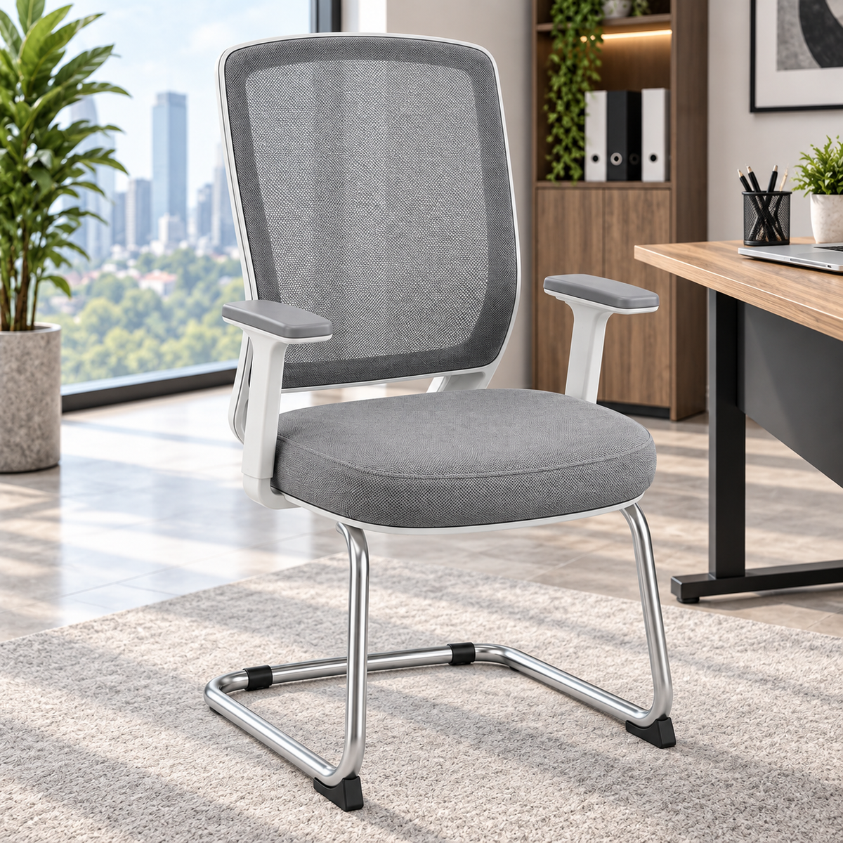 Modern Mesh Visitor Chair with Padded Seat