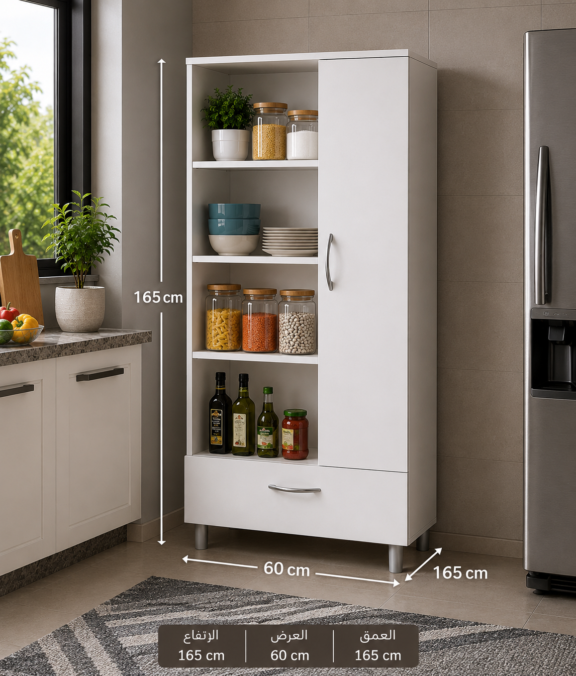 Organizing Unit for Kitchen and any place in the house- White, Size 60 cm x 165 cm x 165 cm