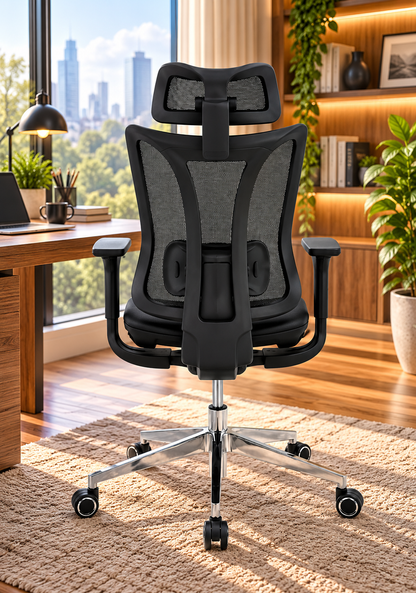 Contemporary High-Back Mesh Office Chair with Adjustable Headrest