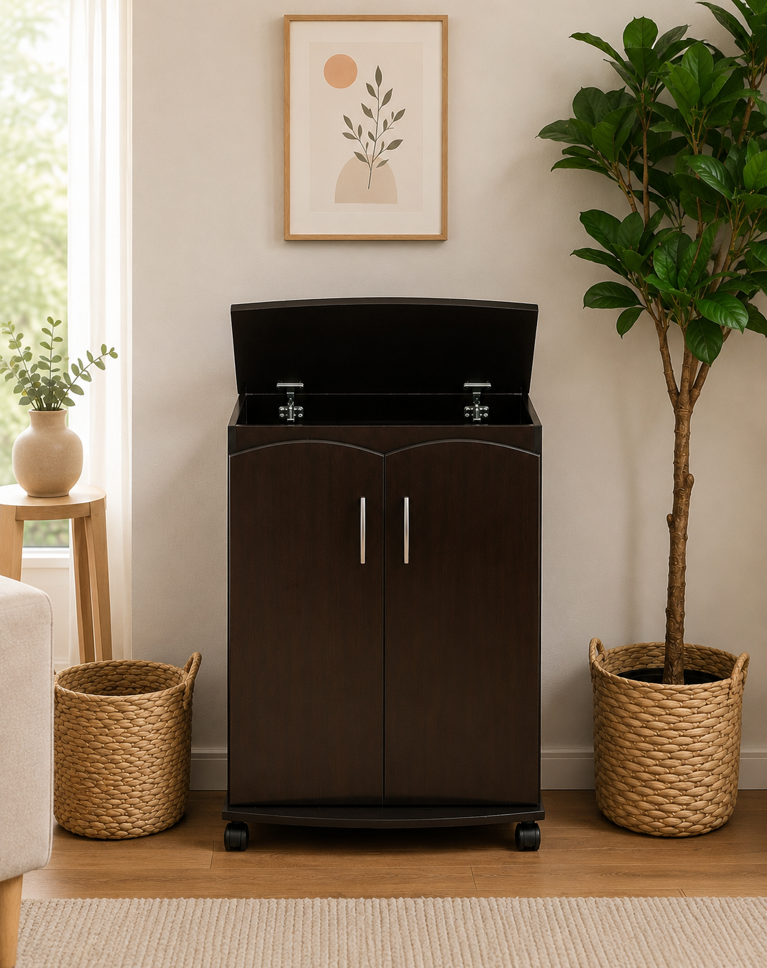 Brown Wood Flip-Top