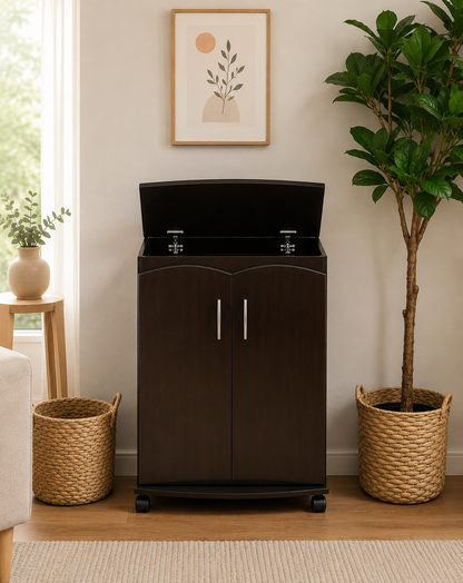 Brown Wood Flip-Top