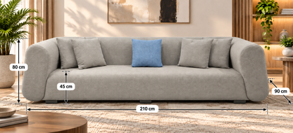 Modern Curved Upholstered 3-Seater Sofa