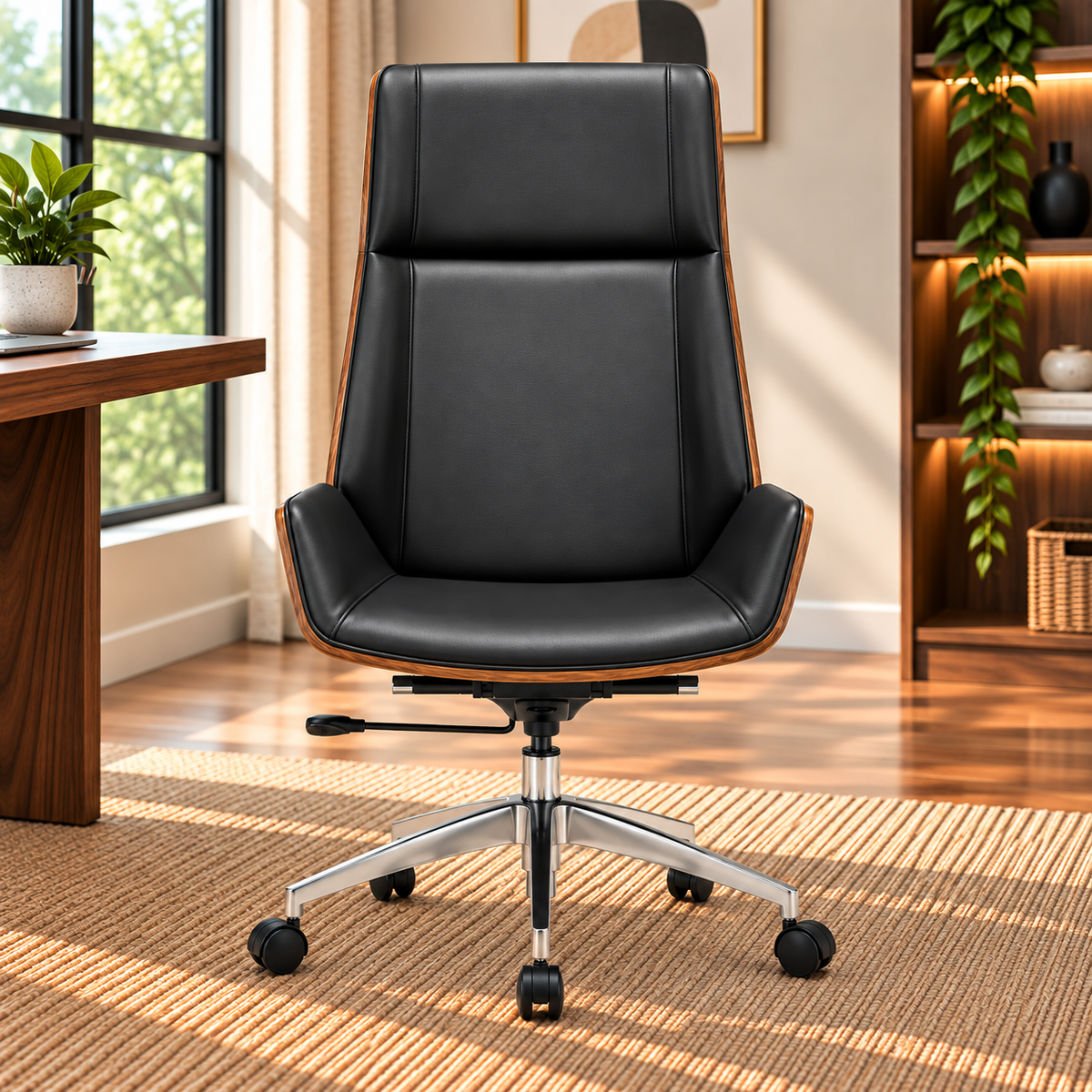 Modern High-Back Executive Office Chair with Adjustable Seat