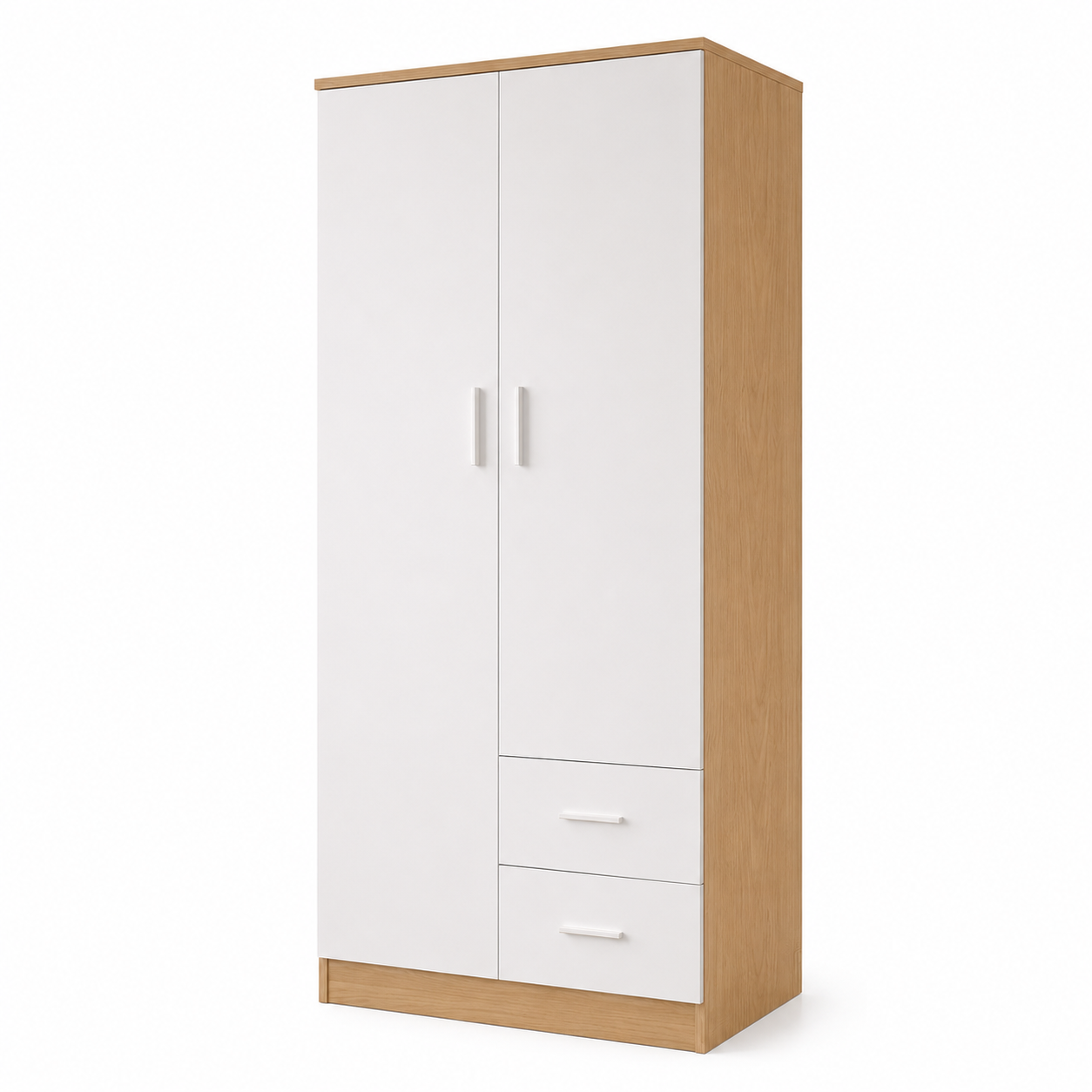 Drawer Wardrobe with Shelf and Hanging Rail Wooden Clothes Storage