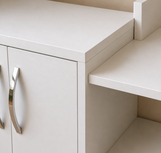 Modern Kitchen Storage Cabinet with Open Shelves – Microwave Stand & Pantry Organizer, White