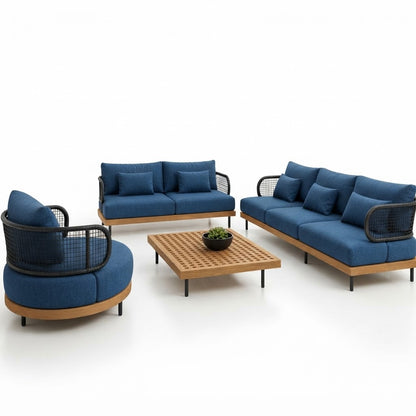 Modern Outdoor Patio Lounge Set with Sofa, Armchairs & Coffee Table