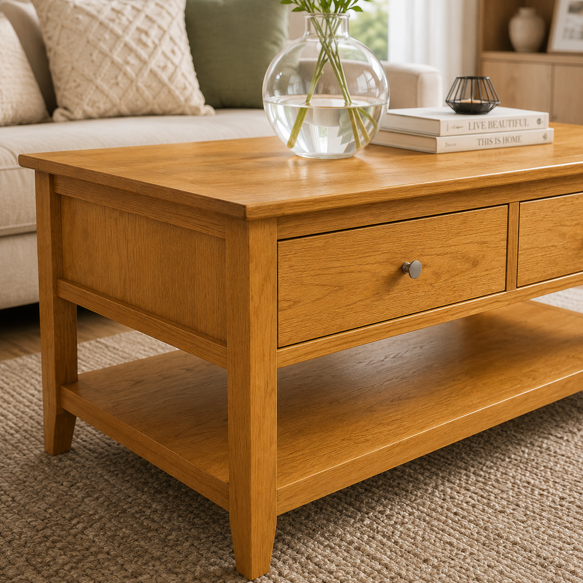 Modern Wooden Coffee Table with Drawers