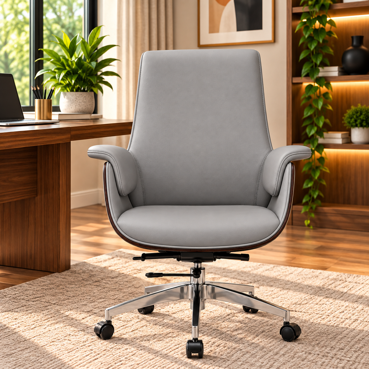 Modern Executive Office Chair with Padded Armrests