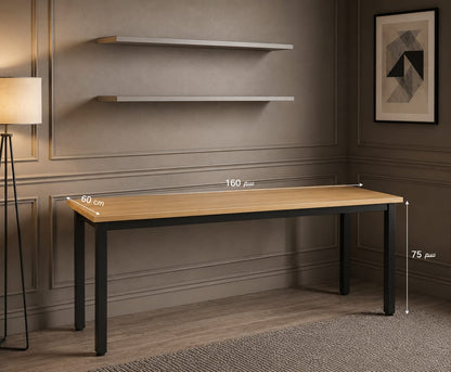 63 inches X-Large Computer Desk, Composite Wood Board, Decent and Steady Home Office Desk/Workstation/Table, BS1-160TB Teak and Black Legs, 1 Pack