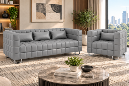 Modern Tufted 3-Seater Sofa and Armchair Set